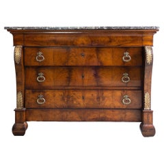 An Empire Ormolu-Mounted Mahogany Commode, Marble Top, French, ca. 1820