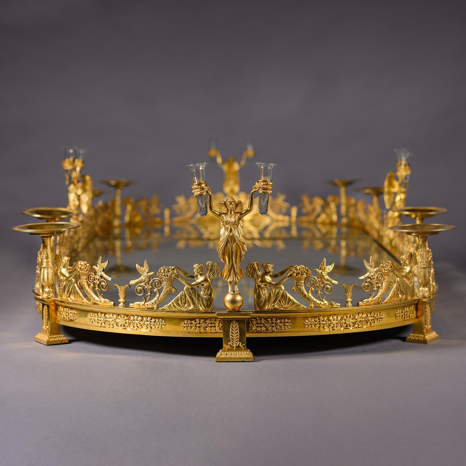 An Empire Period Gilt-Bronze Three-Piece Surtout de Table, Attributed to Denière For Sale 10