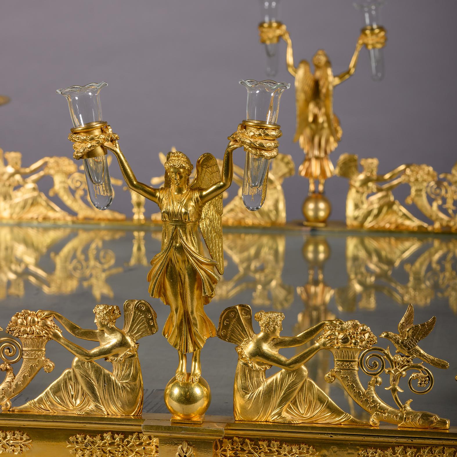 Early 19th Century An Empire Period Gilt-Bronze Three-Piece Surtout de Table, Attributed to Denière For Sale