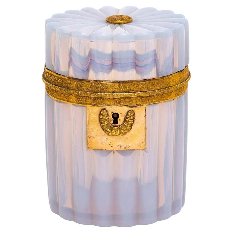 Asian Paperweight Box A Baccarat Apricot Crystal Paperweight Box Mounted w/ Ormolu Bezel, Mid ...