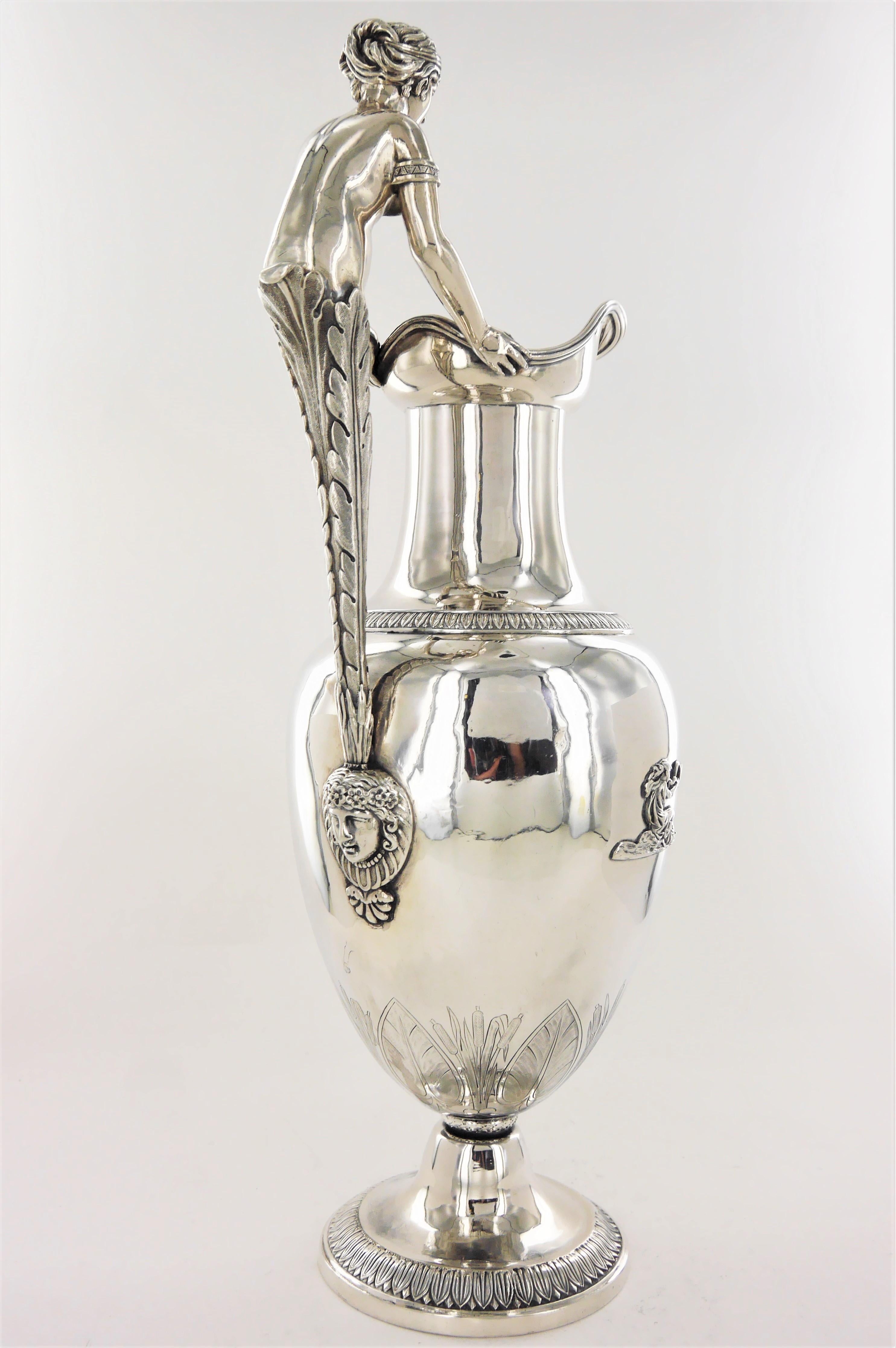 Hand-Crafted Empire Silver Ewer, Early 19th Century For Sale