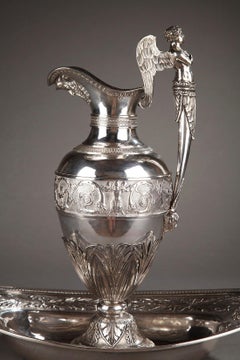Empire Silver Ewer with its Bowl by Edme Gelez