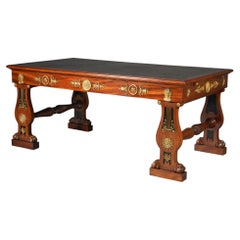 An Empire Style Gilt-Bronze Mounted Mahogany and Ebonised Bureau Plat