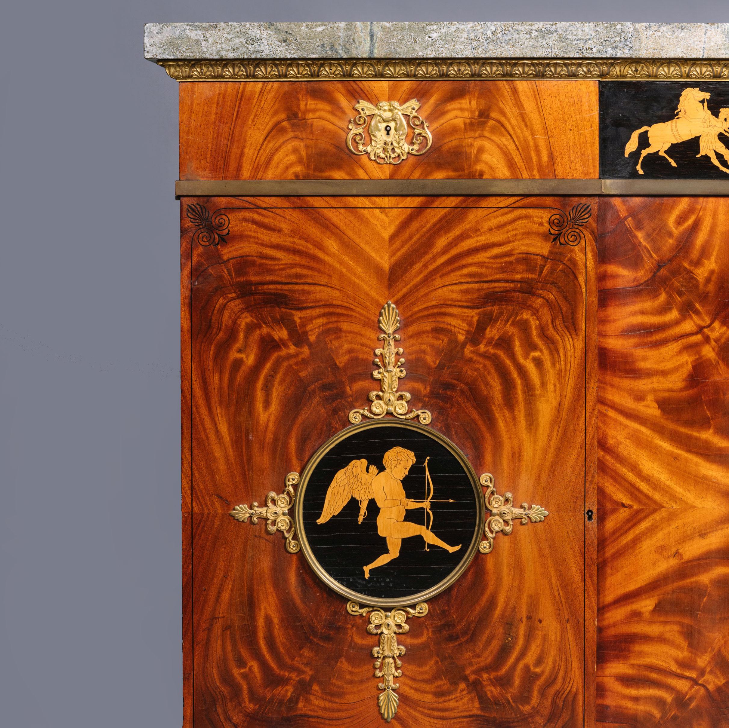Empire Style Gilt-Bronze Mounted Marquetry Buffet Cabinet, by François Linke For Sale 4