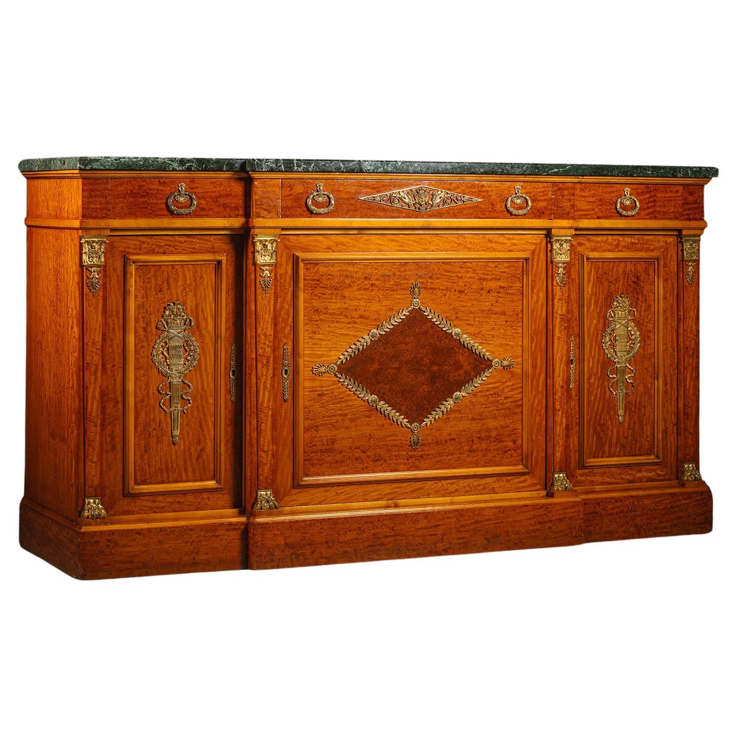 An Empire Style Gilt-Bronze Mounted Satinwood Buffet Cabinet