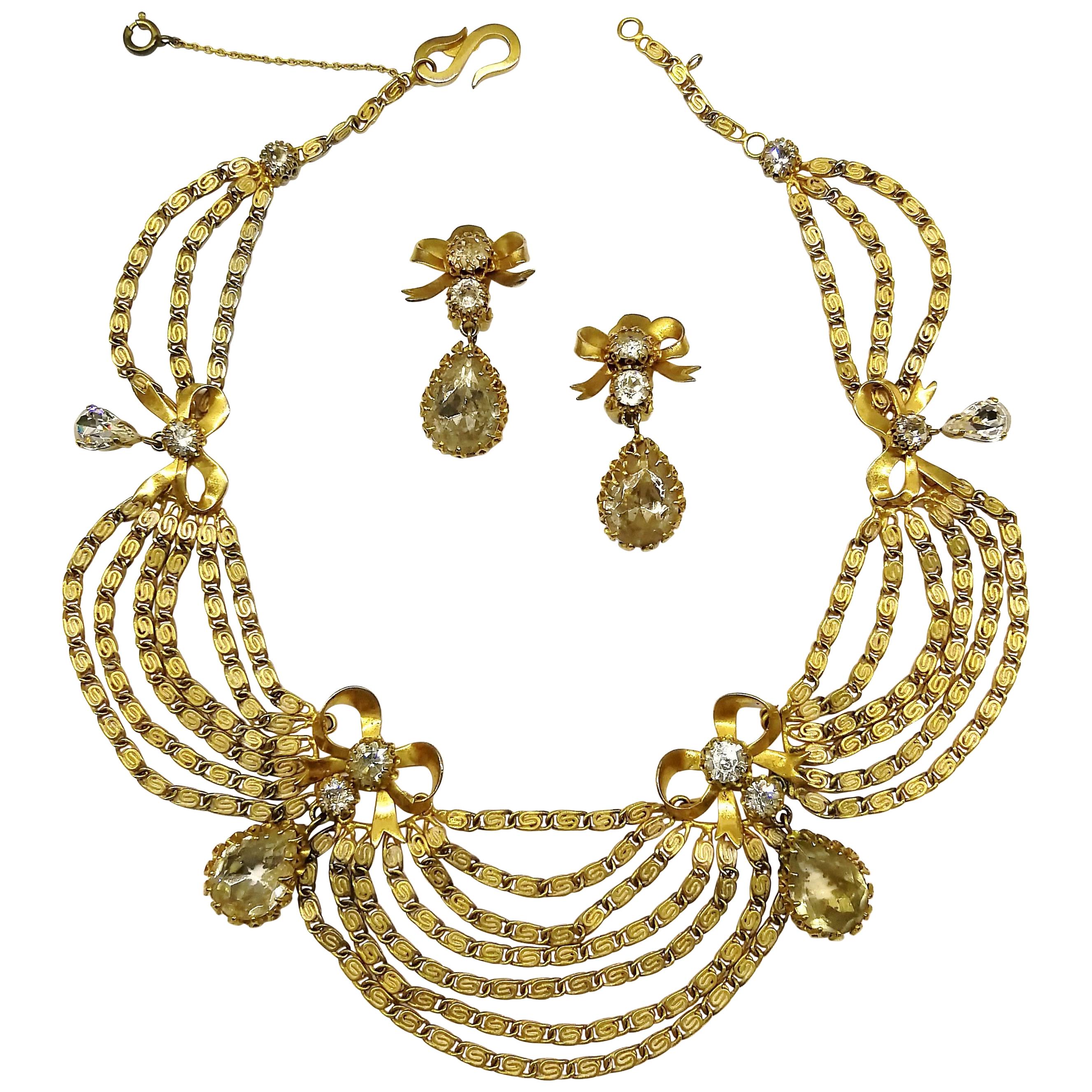 An 'Empire' style necklace and earrings, Christian Dior by Michel Maer, 1950s