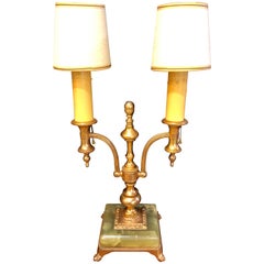 Empire Style Onyx Base Bouiliotte Lamp, 1920s Empire Style Onyx Base Bouiliotte Lamp, 1920s