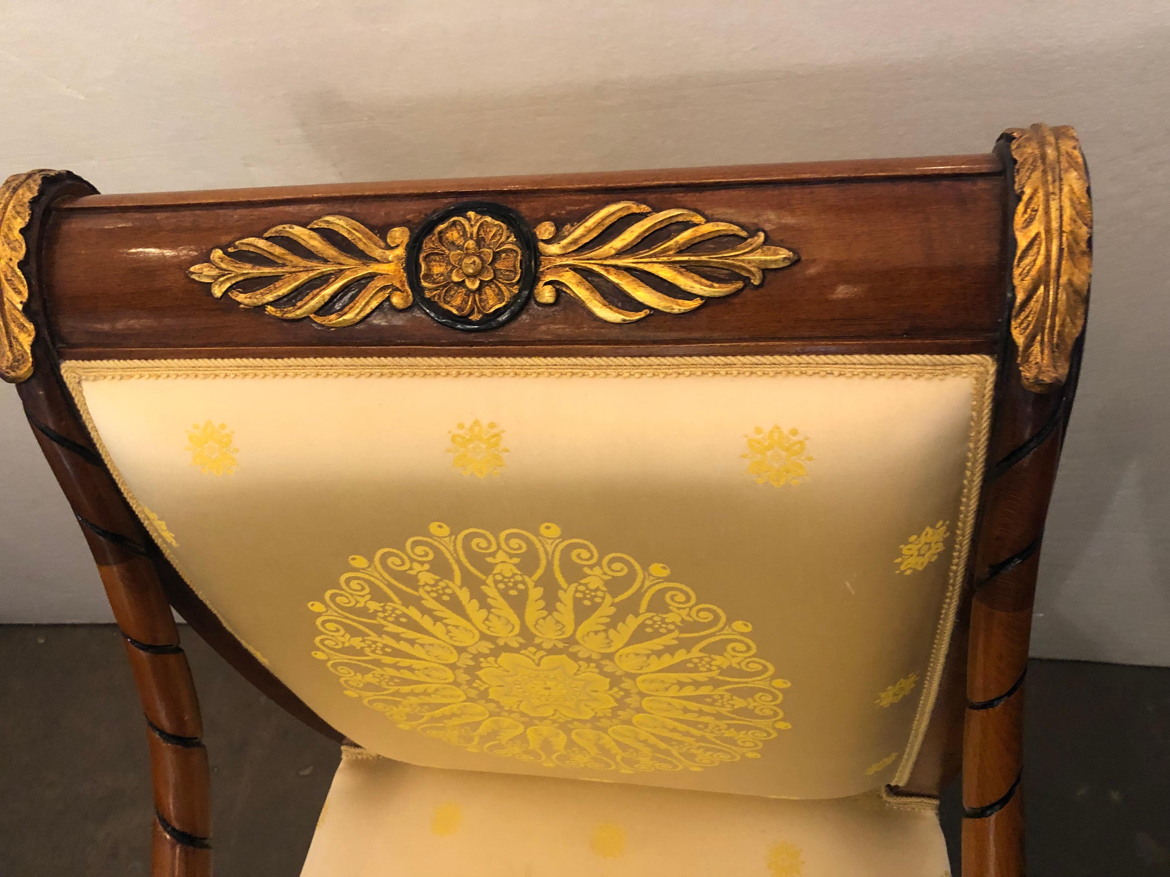 19th Century Empire Style Parcel Gilt and Ebonized Armchair For Sale