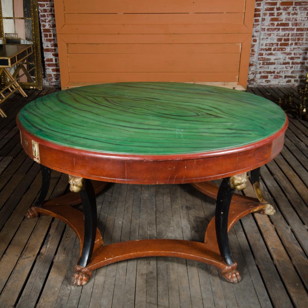 An Empire style round center library table, late 19th Century In Good Condition For Sale In Philadelphia, PA