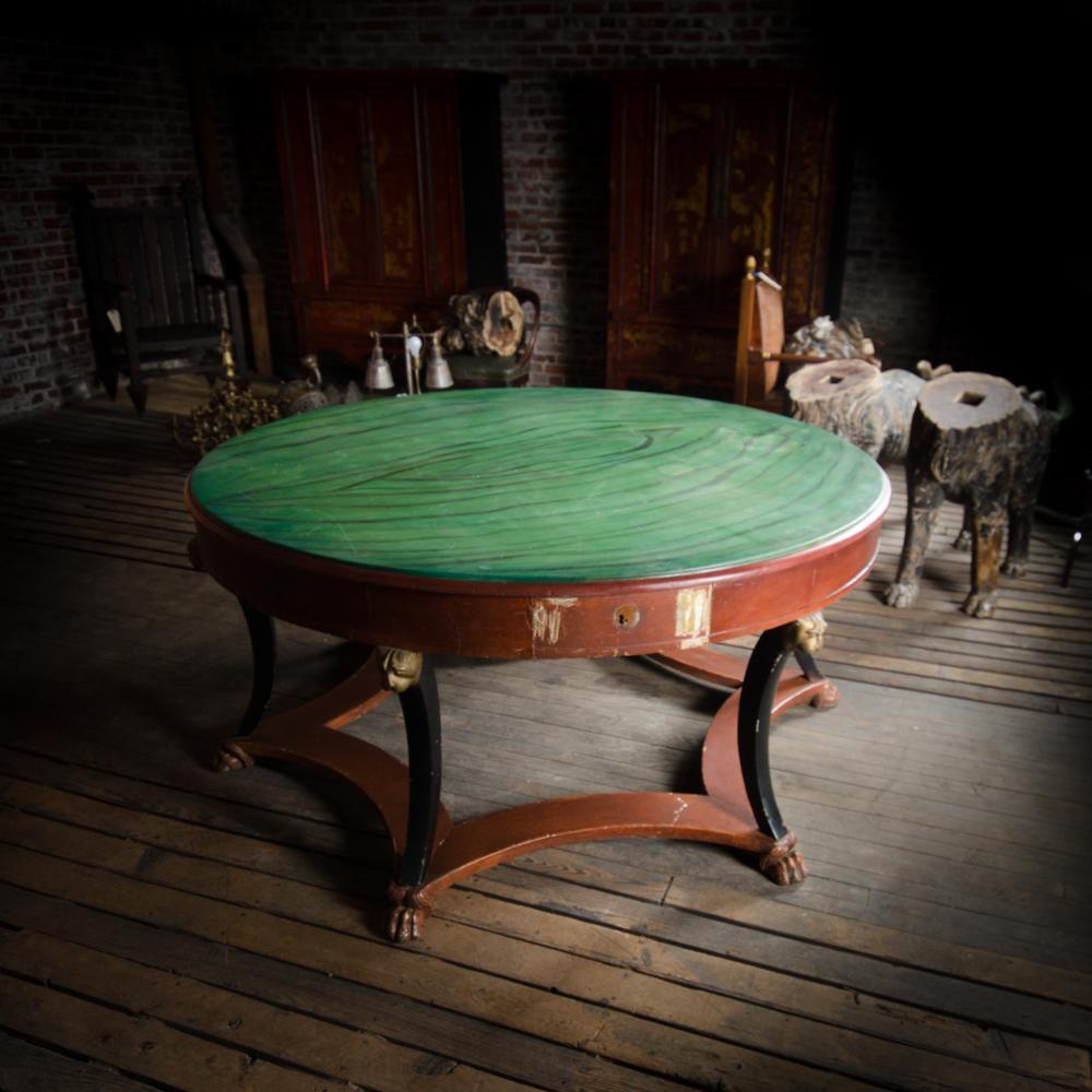 An Empire style round center library table, late 19th Century For Sale 1