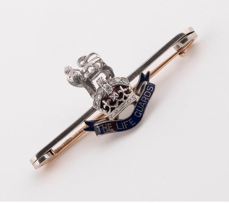 Enamel and Diamond Regimental Brooch, circa 1930 For Sale at 1stdibs