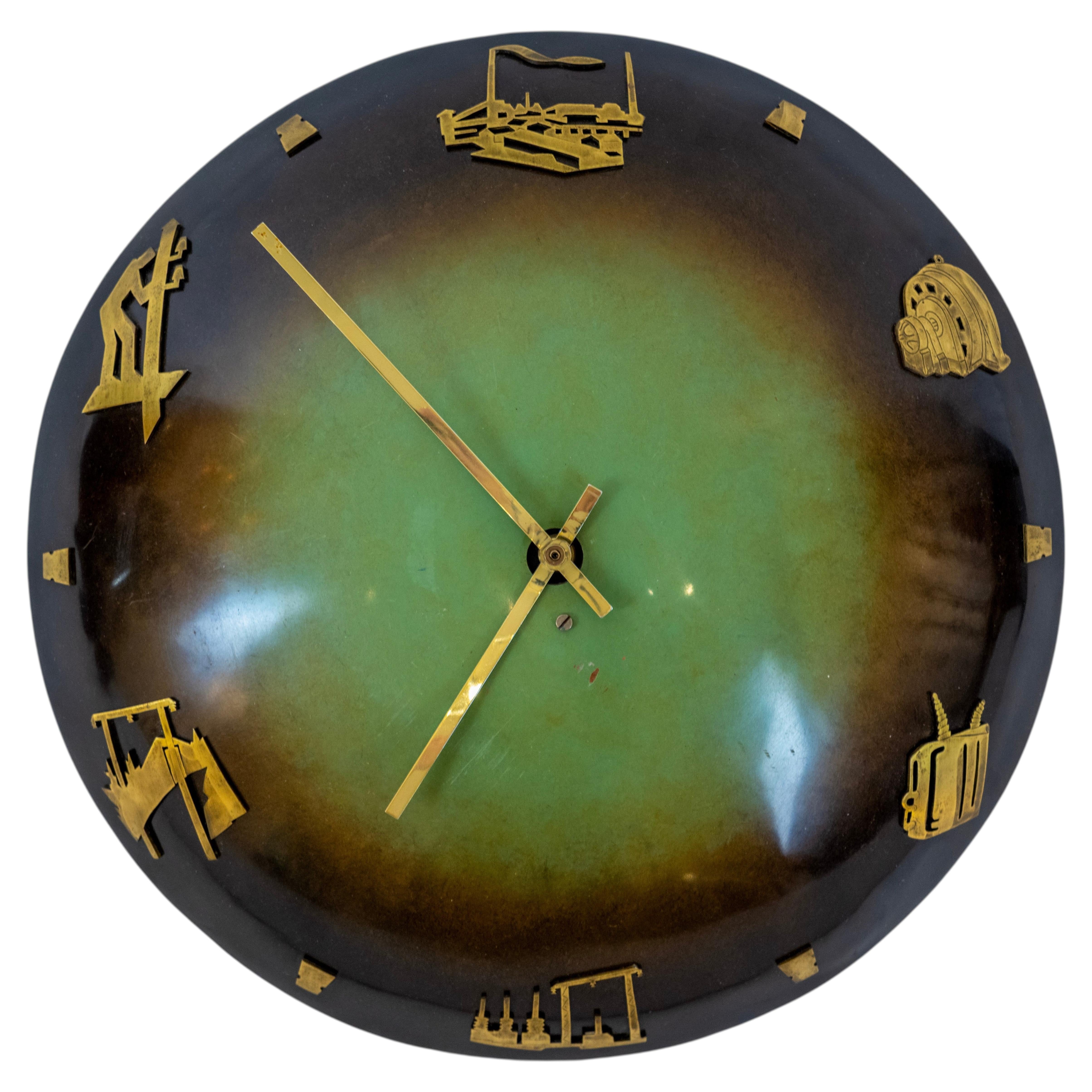 An Enameled Copper Wall Clock by Ystad Metall For Sale