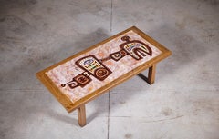 Table basse en lave émaillée par Jacques Poussine France 1970's