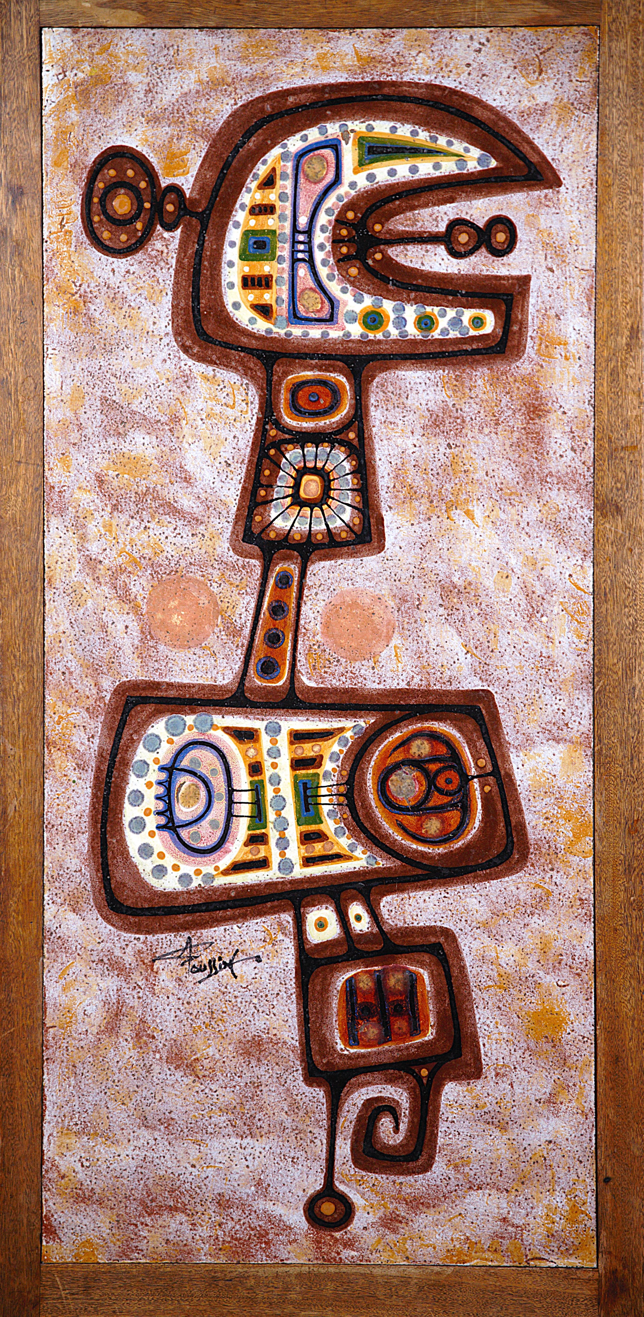 Émaillé Table basse en lave émaillée par Jacques Poussine France 1970's