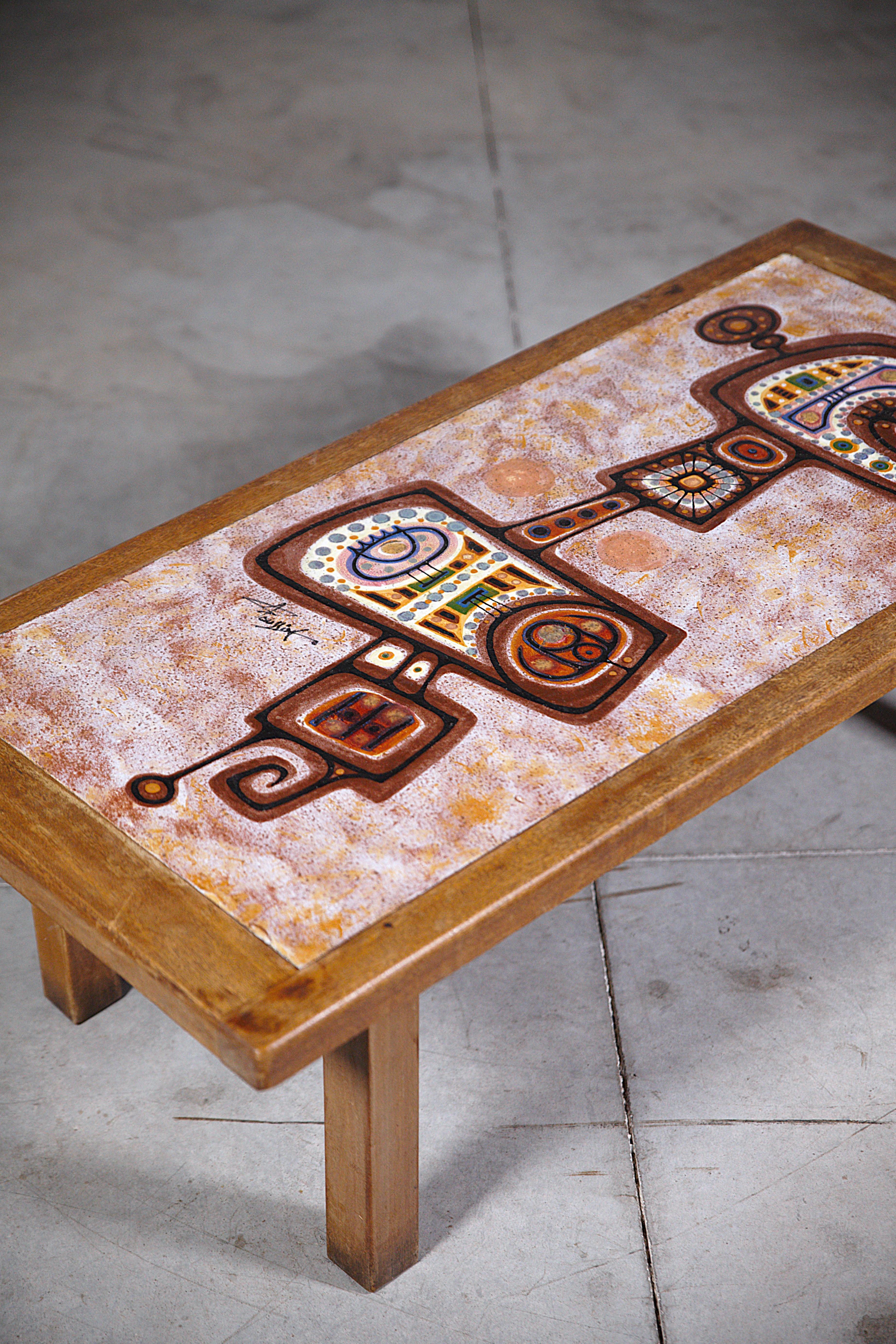 Fin du 20e siècle Table basse en lave émaillée par Jacques Poussine France 1970's