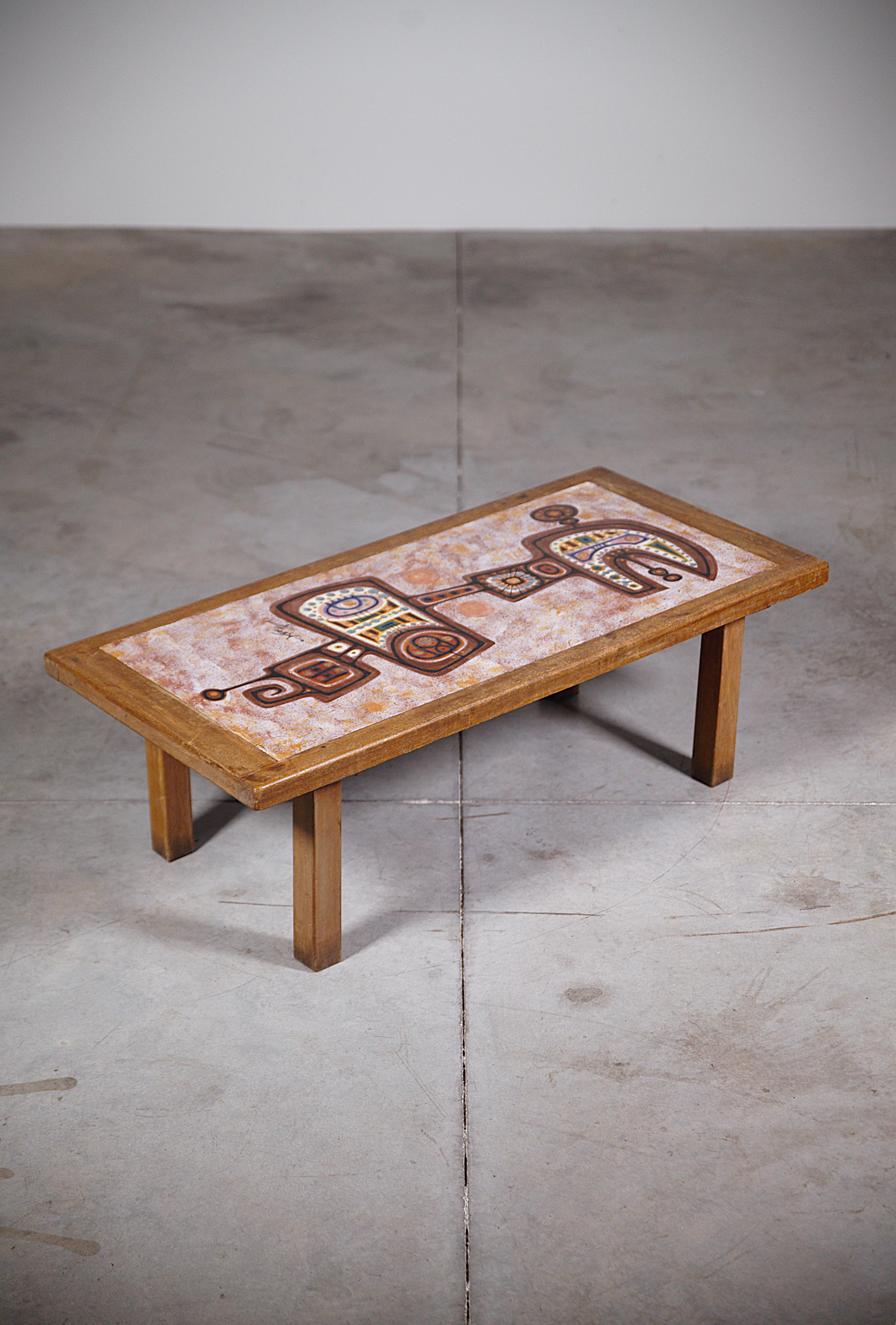 Table basse en lave émaillée par Jacques Poussine France 1970's 1