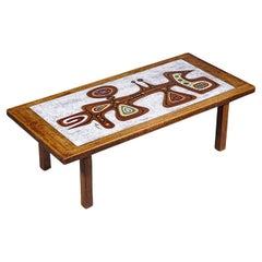 Table basse en lave émaillée par Jacques Poussine France 1970's