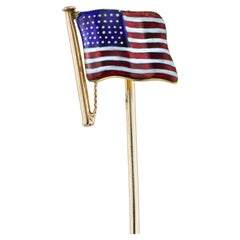 An Enamelled American Flag Stick Pin
