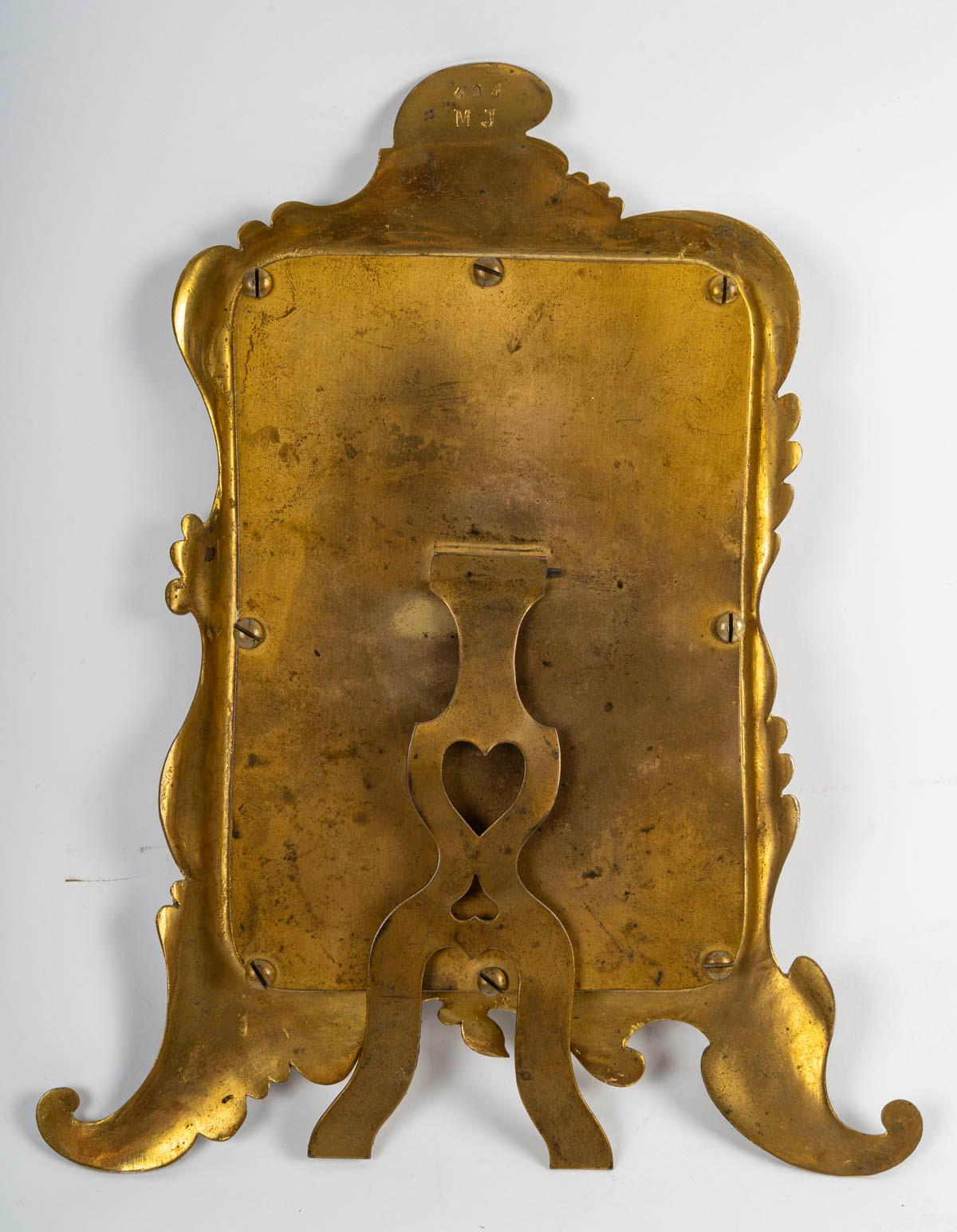 Miroir de table en bronze émaillé, XIXe siècle, période Napoléon III. en vente 1