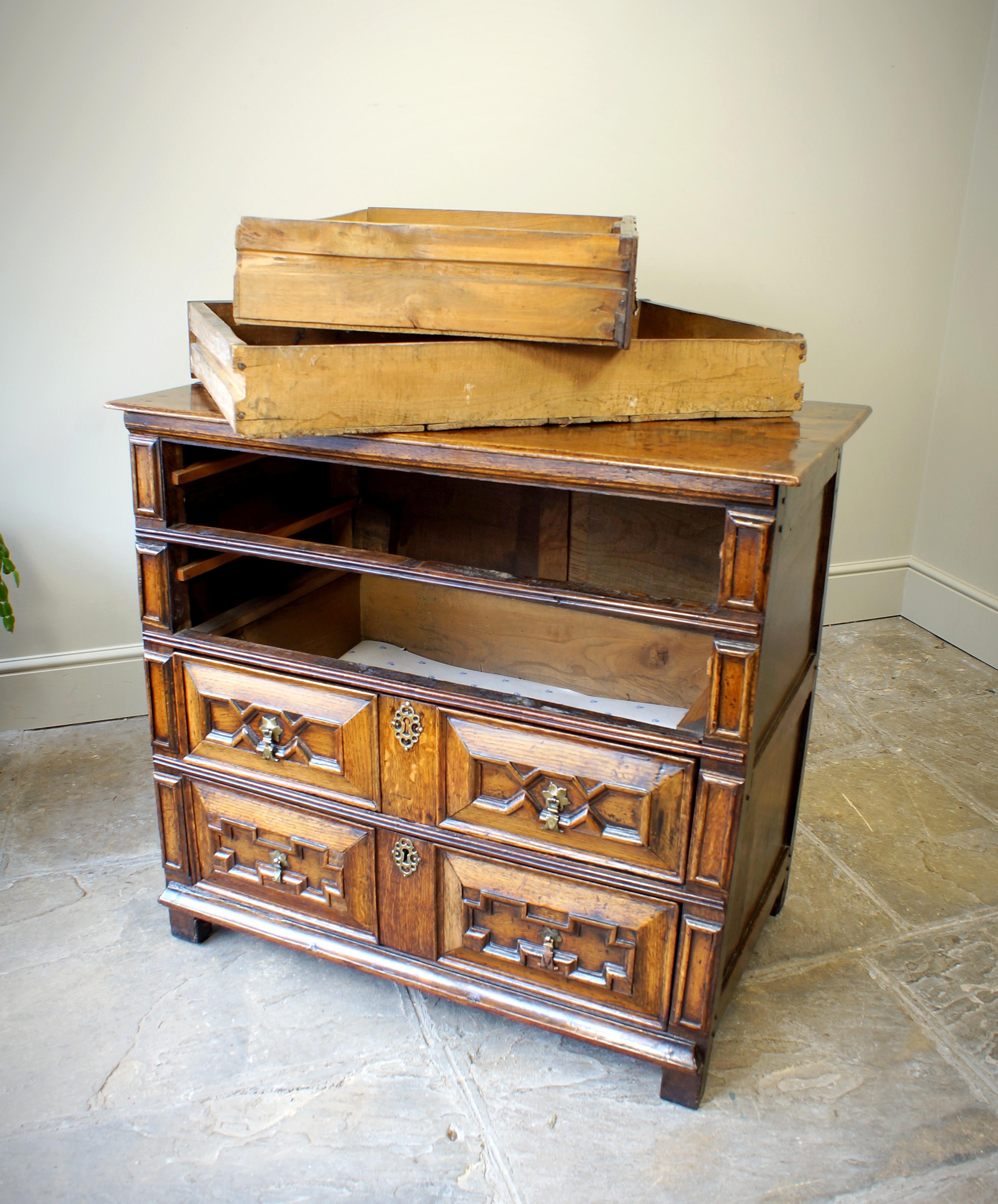 An English 17th Century Cushion Moulded Chest Of Drawers For Sale 6