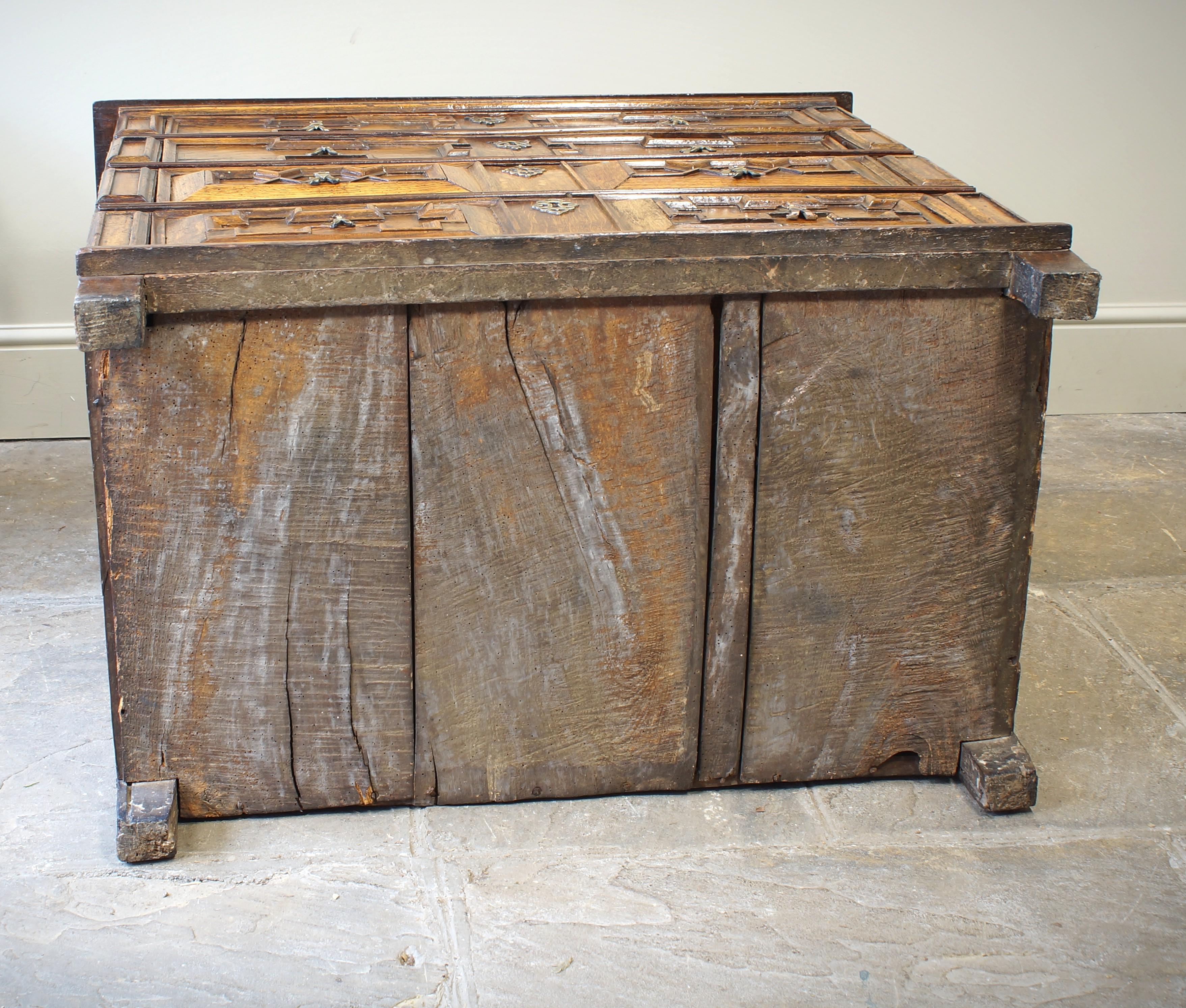 Oak An English 17th Century Cushion Moulded Chest Of Drawers For Sale