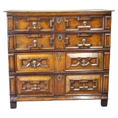 Antique An English 17th Century Cushion Moulded Chest Of Drawers
