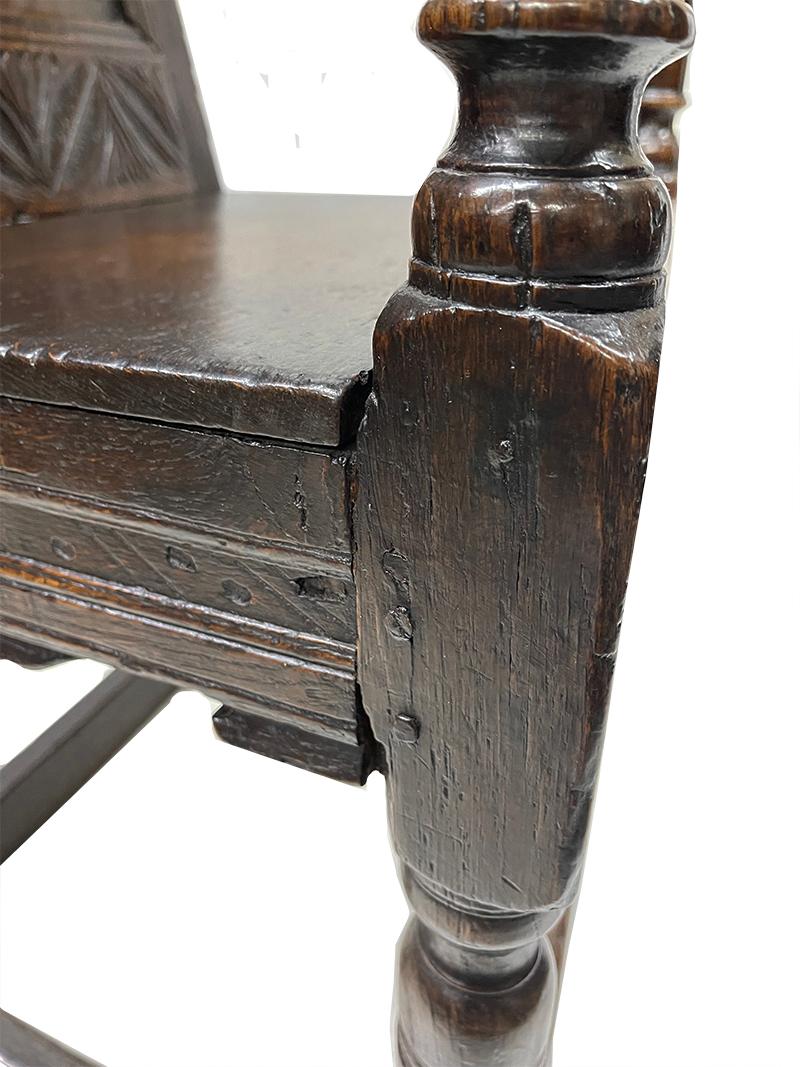 English 17th Century Oak Wainscot Armchair For Sale 2