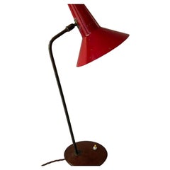 English 1950’s Red Enamel and Gilt Metal Desk Lamp by Beverly Pick for GEC