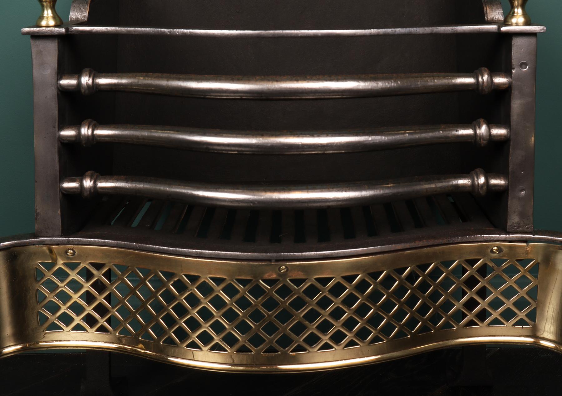 Polished English 19th Century Brass and Steel Fire Grate For Sale