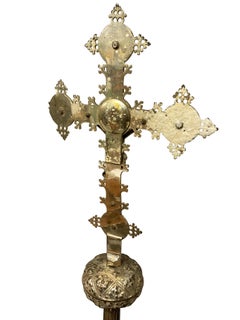 Englisches gotisches Prozessionskreuz aus Silber, 19. Jahrhundert