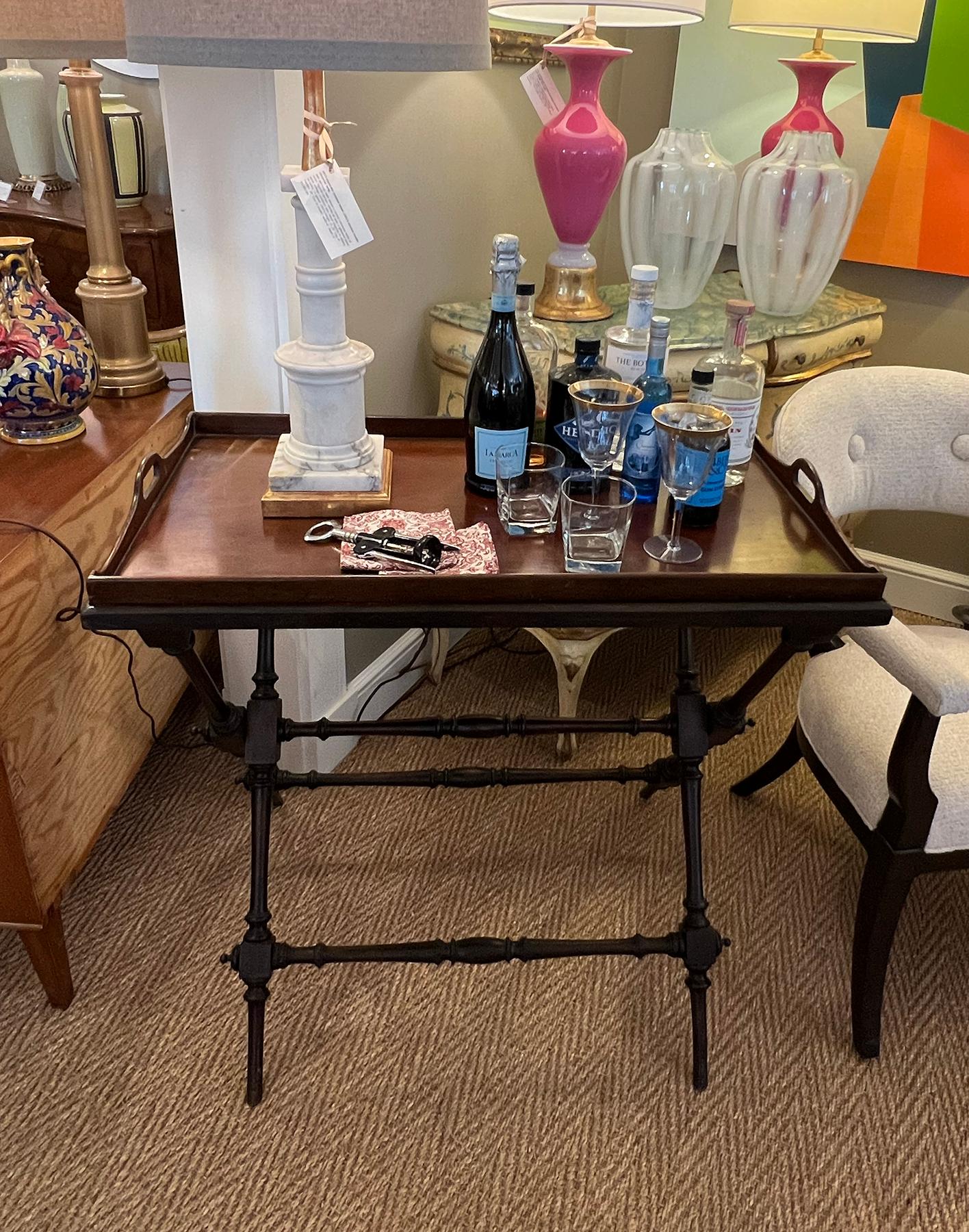 An English 19th Century Mahogany Butler's Tray on a Turned Stand 4