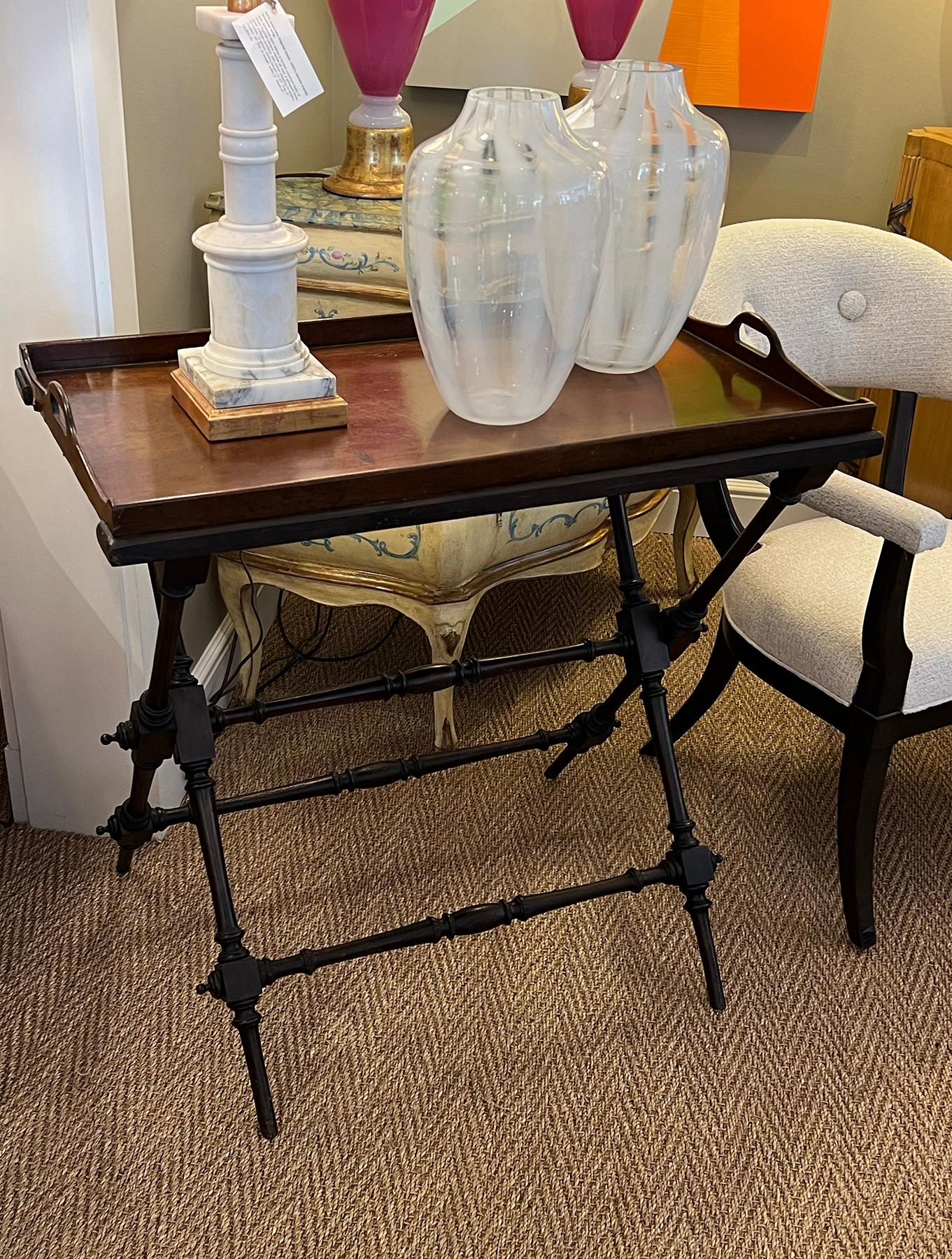 An English 19th Century Mahogany Butler's Tray on a Turned Stand 5