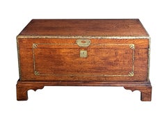 An English 19th Century Mahogany Campaign Trunk/Chest with Brass Detailing