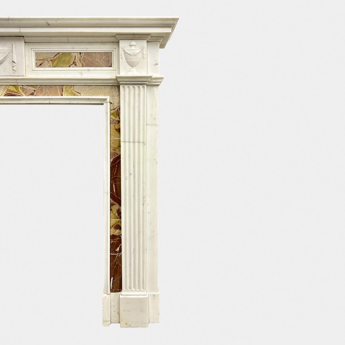 An English 19th Century Statuary and Jasper Marble Fireplace Mantel  In Good Condition For Sale In London, GB