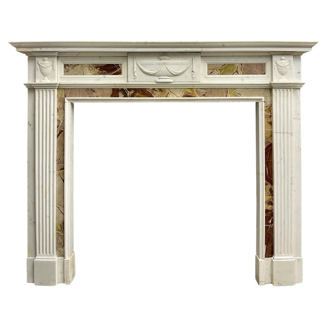 An English 19th Century Statuary and Jasper Marble Fireplace Mantel  For Sale