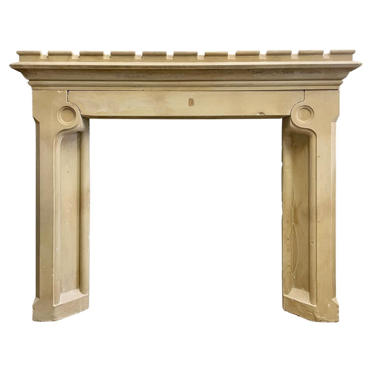 English 19th Century Stone Fireplace Mantel For Sale