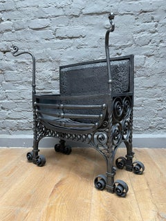 An English Antique Arts & Crafts Wrought Iron Fire Grate