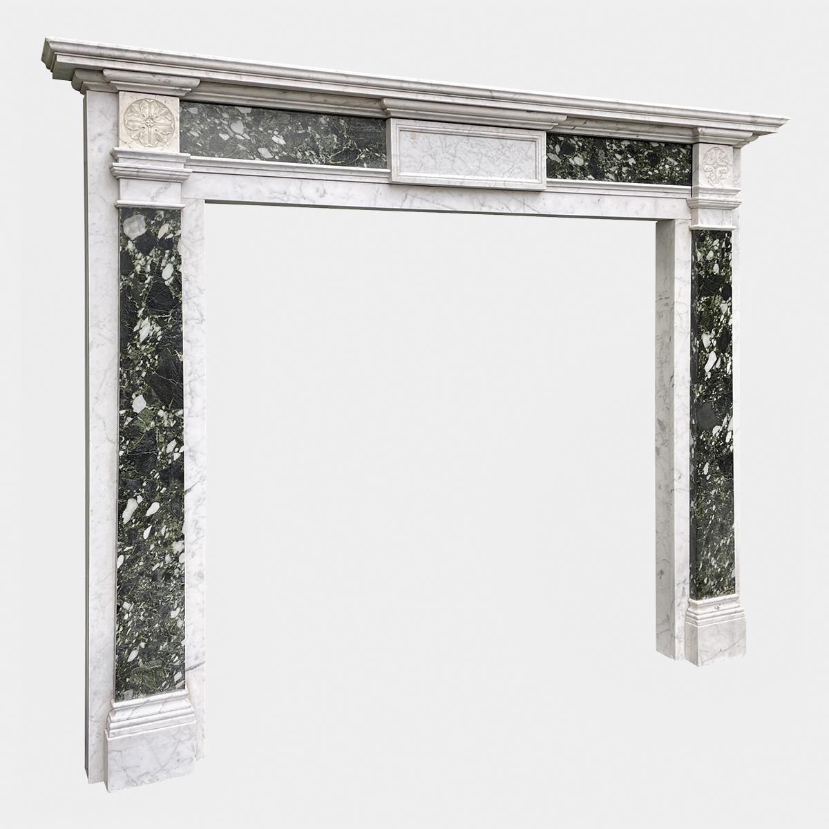 George II An English Antique Georgian Style Marble Fireplace Mantel  For Sale