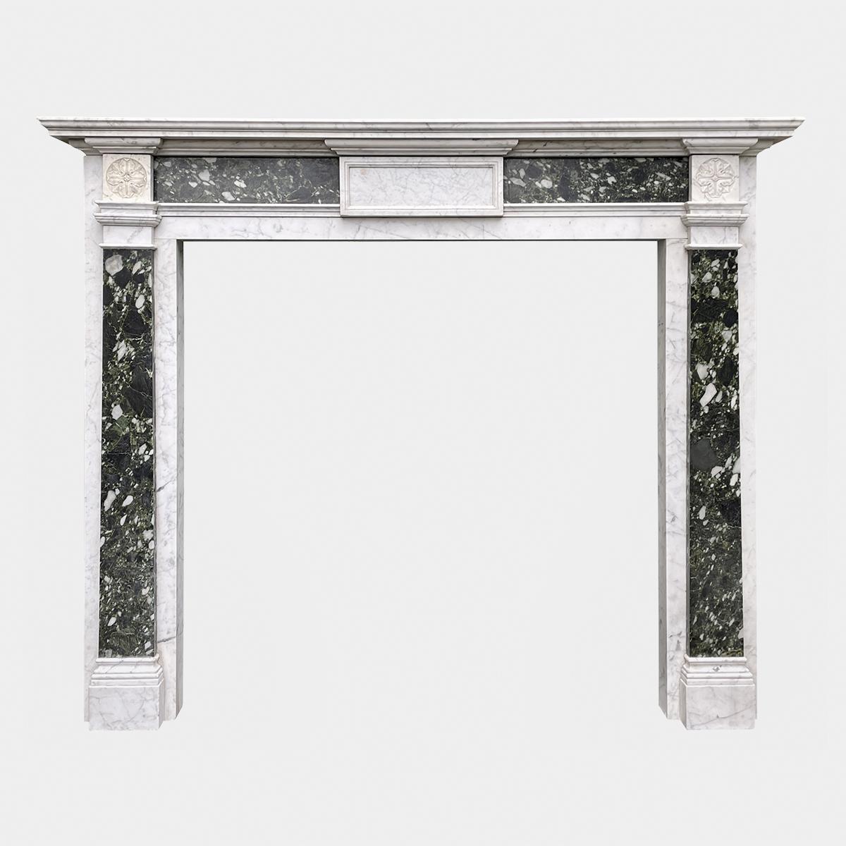 Hand-Carved An English Antique Georgian Style Marble Fireplace Mantel  For Sale