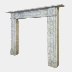 An English Antique Regency Period Carrara Marble Fireplace Mantel