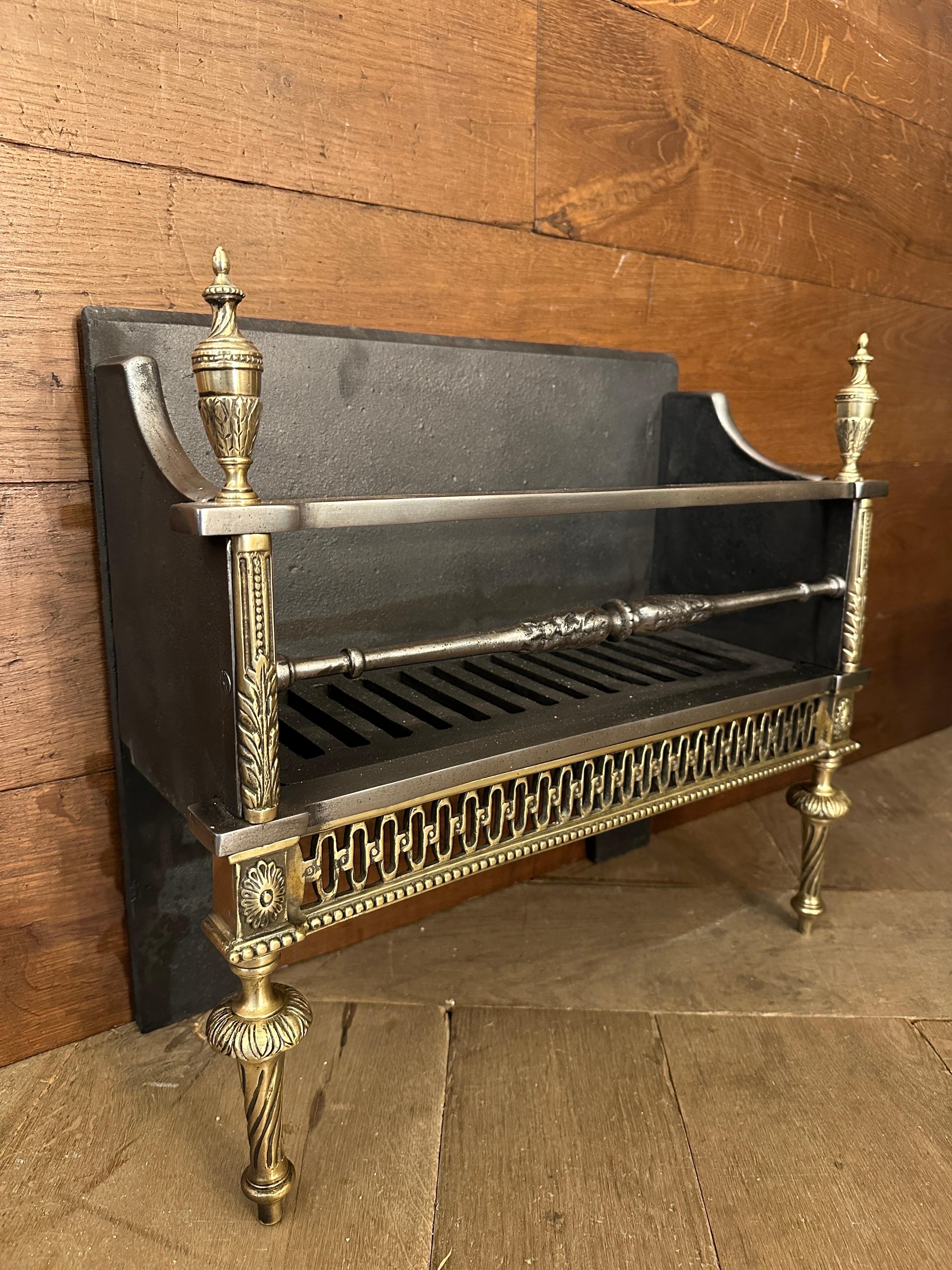 An English  Antique Regency Style Brass and Steel Fire grate  2