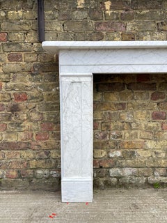 English Antique William IV Period Carrara Marble Fireplace Mantel