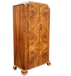 An English Art Deco Single Walnut Wardrobe, c1930
