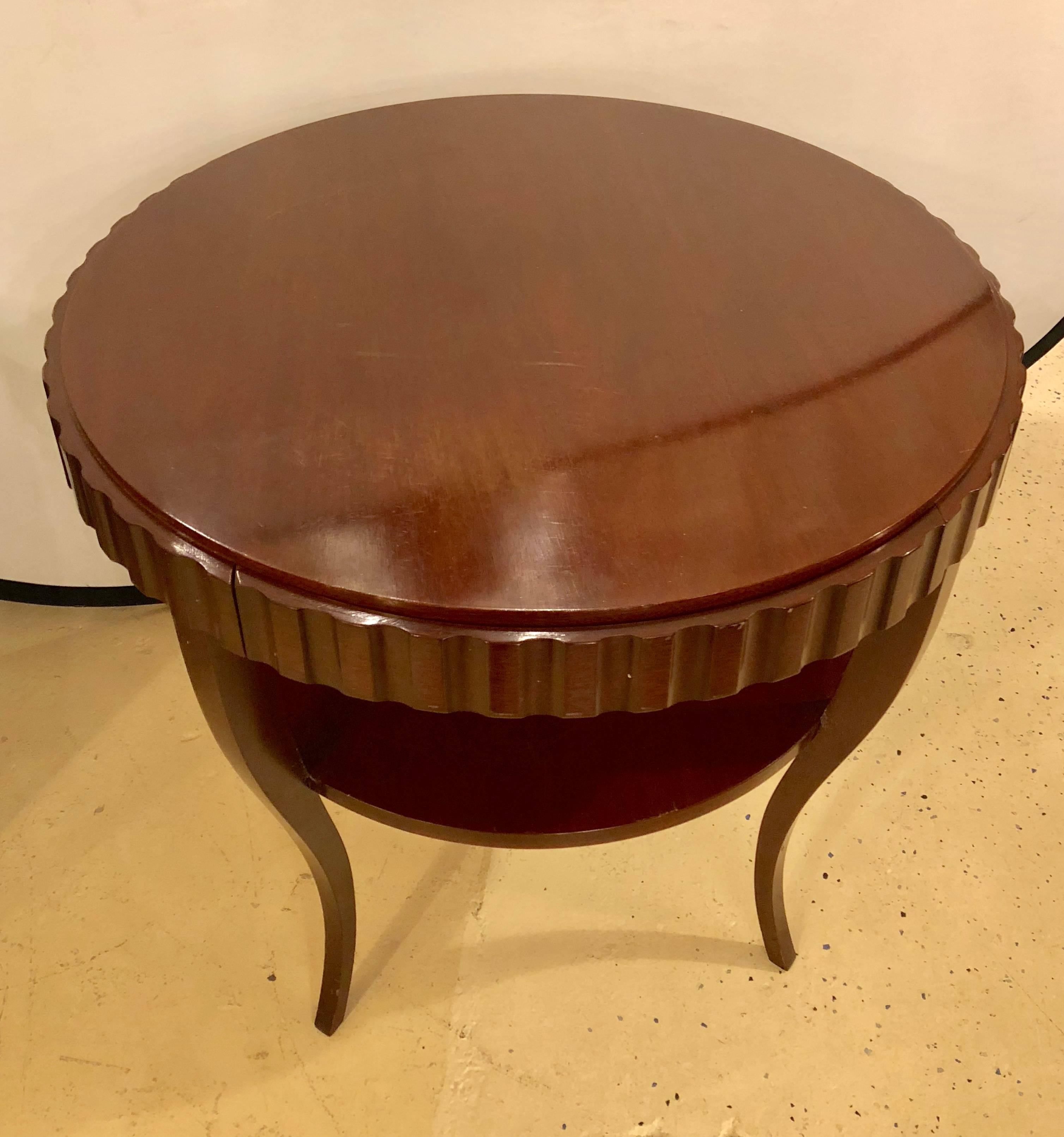 Mid-20th Century English Art Deco Style Wood Single Drawer Centre or End Table