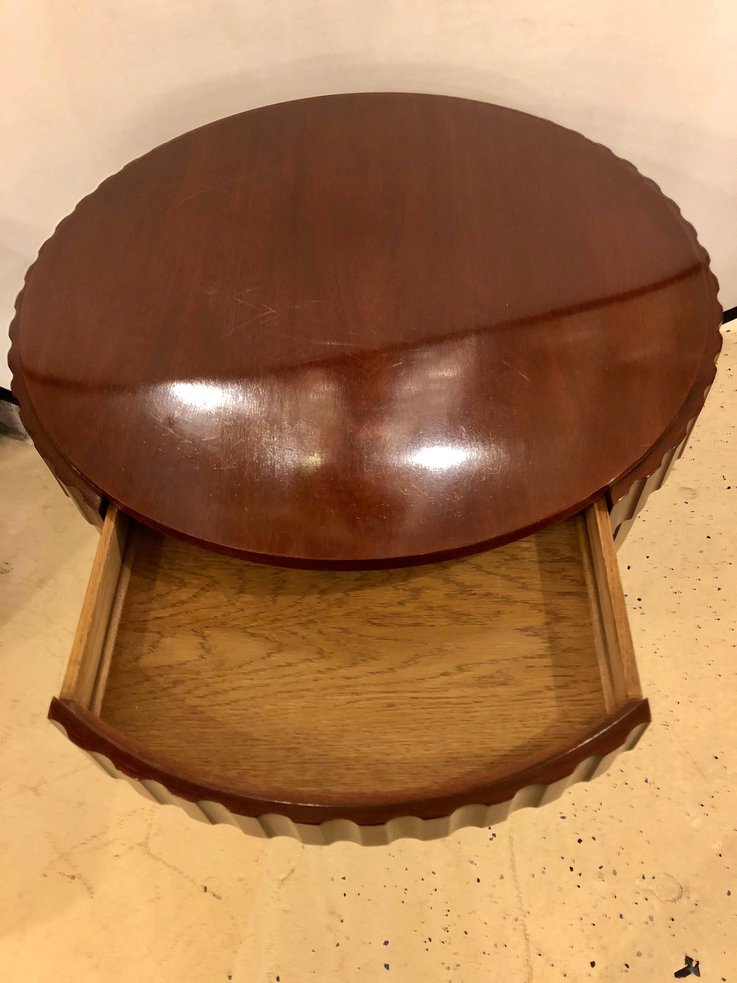 English Art Deco Style Wood Single Drawer Centre or End Table 2