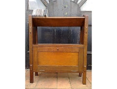 English Arts & Crafts Oak Bookcase with Upper Angled Book Trough