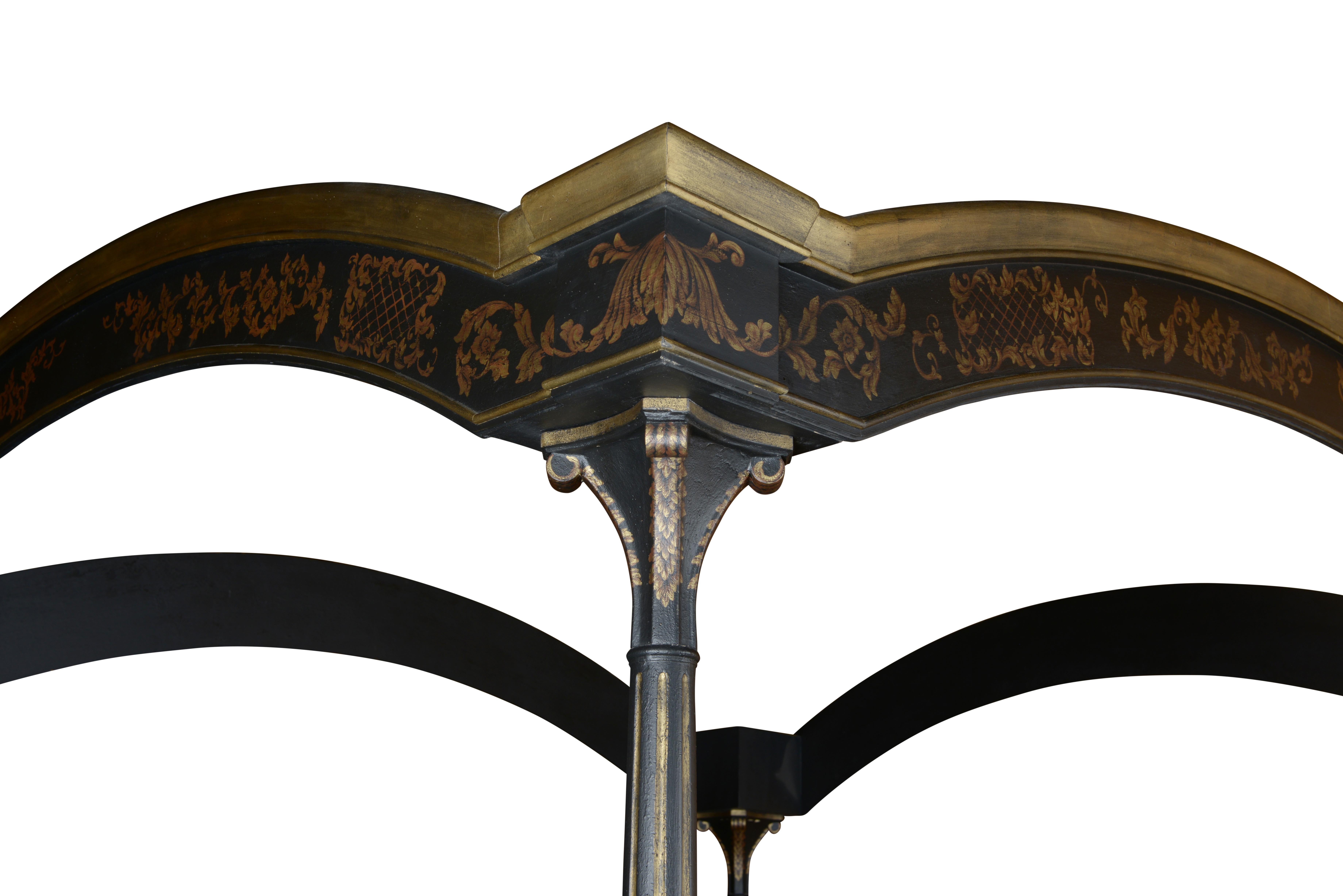 black arched canopy bed