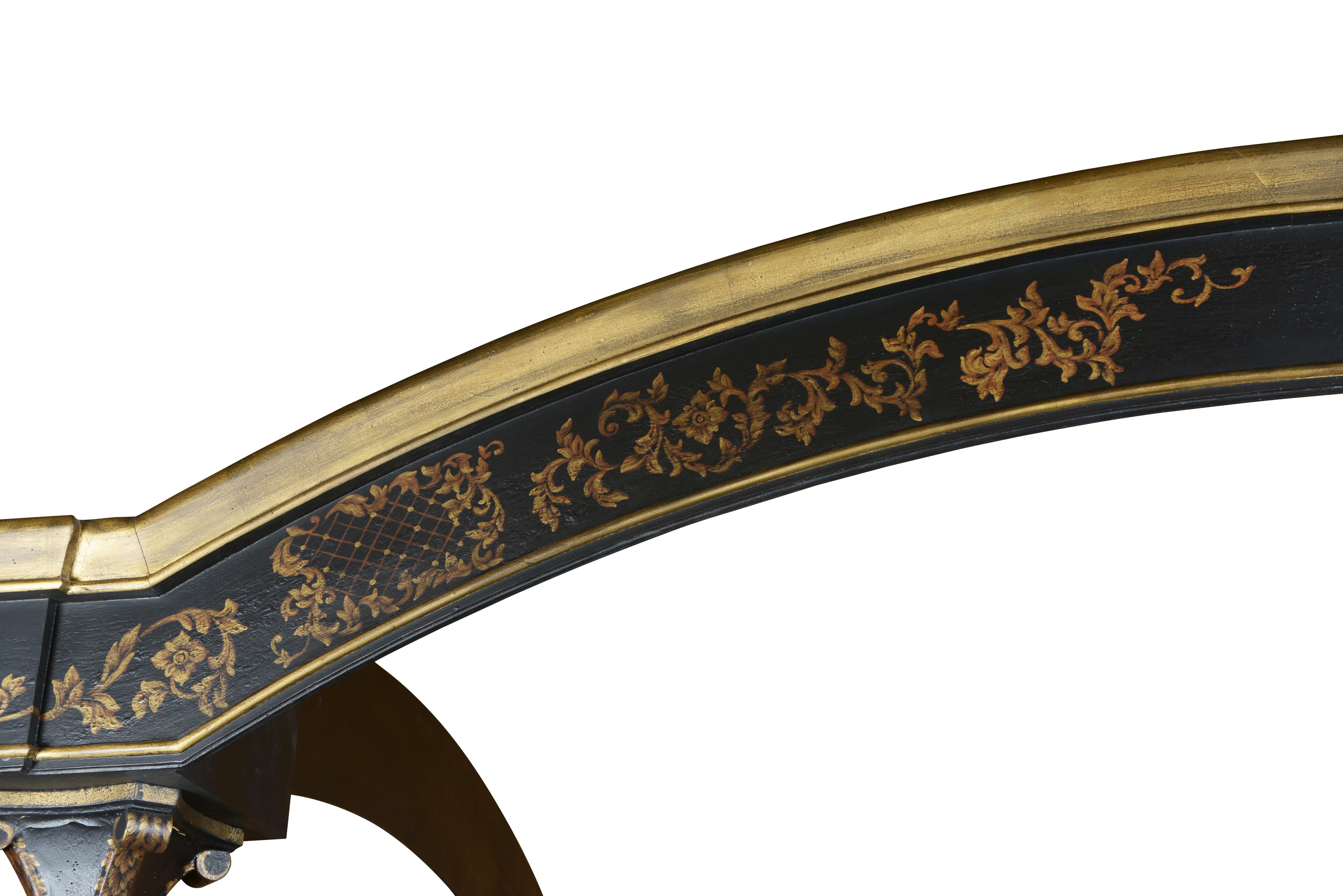 English Black and Gilt King-Sized Tester Bedstead 1