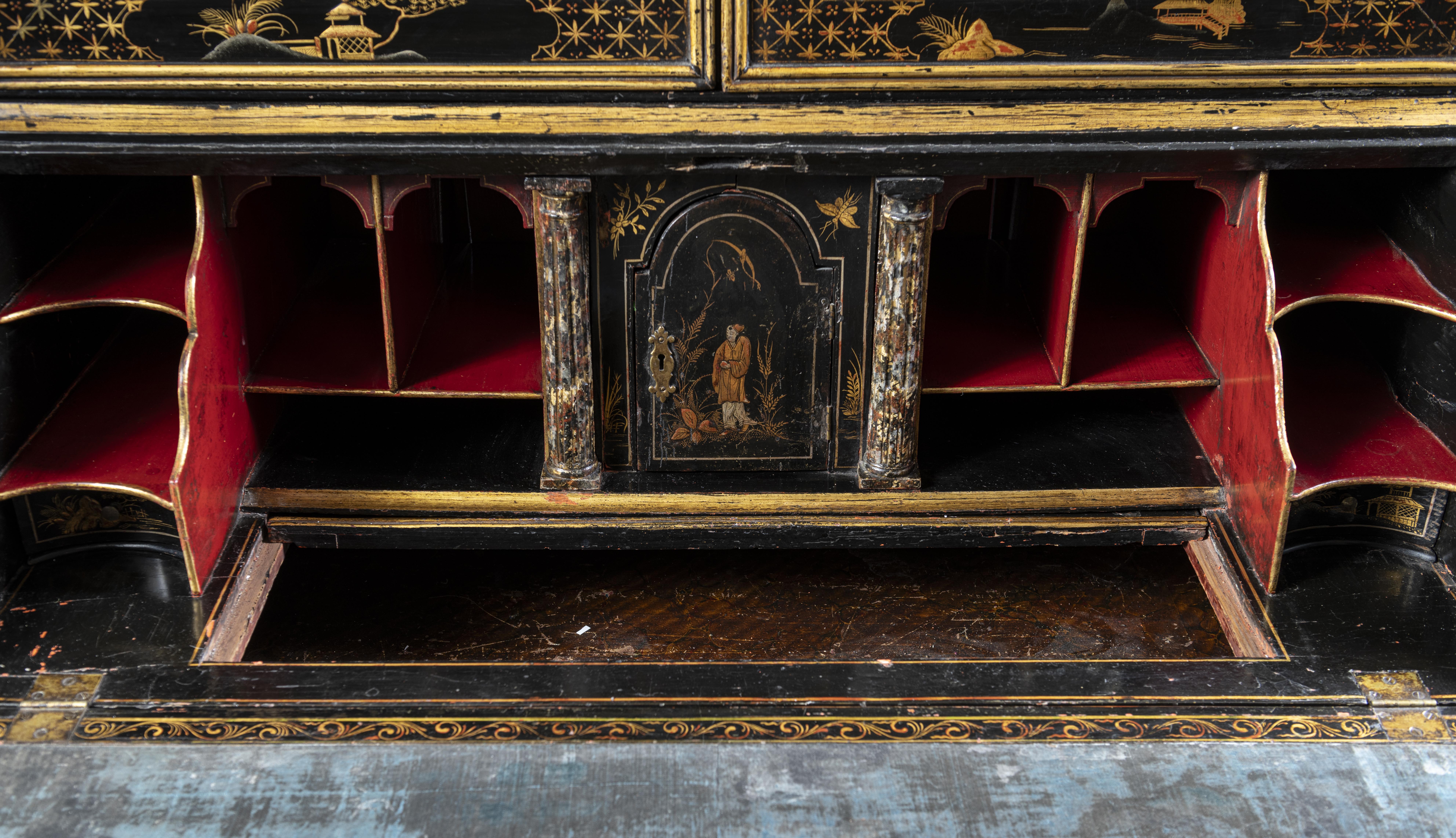 Ein englischer, schwarz lackierter Chinoiserie-Bureau-Schrank, 18. im Zustand „Gut“ im Angebot in ARMADALE, VIC