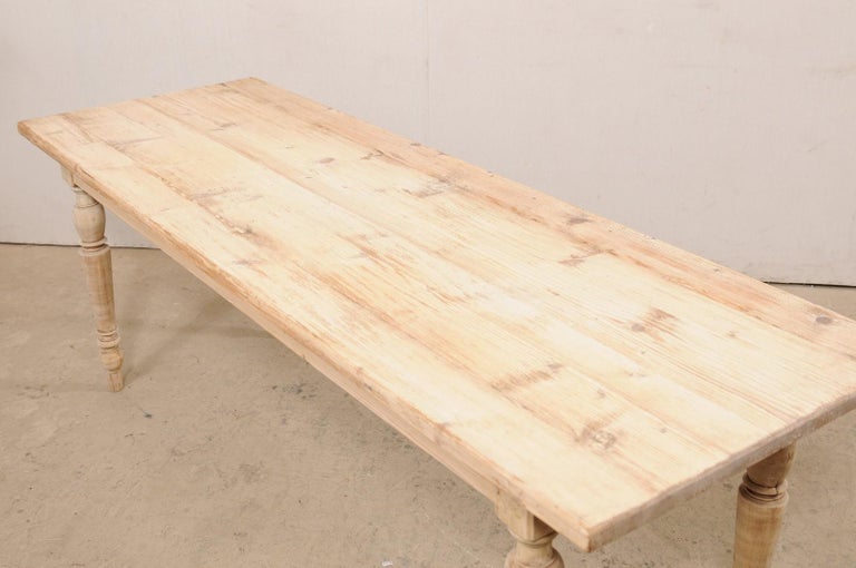 English Bleached Wood Dining Table on Turned Legs at 1stDibs